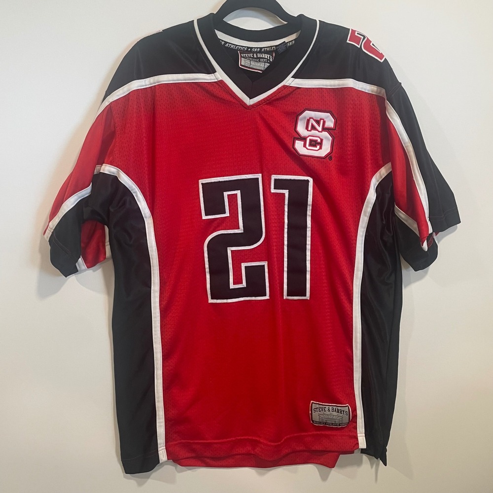Steve & Barrys NC State Wolfpack Jersey 21 Red Black Mens Large Football Mesh